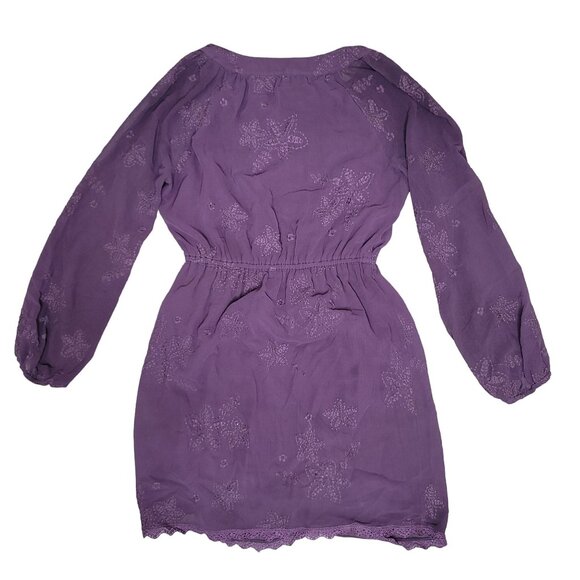 Chelsea & Violet Purple Embroidered Long Sleeve Dress Size S v neck floral - Picture 2 of 5